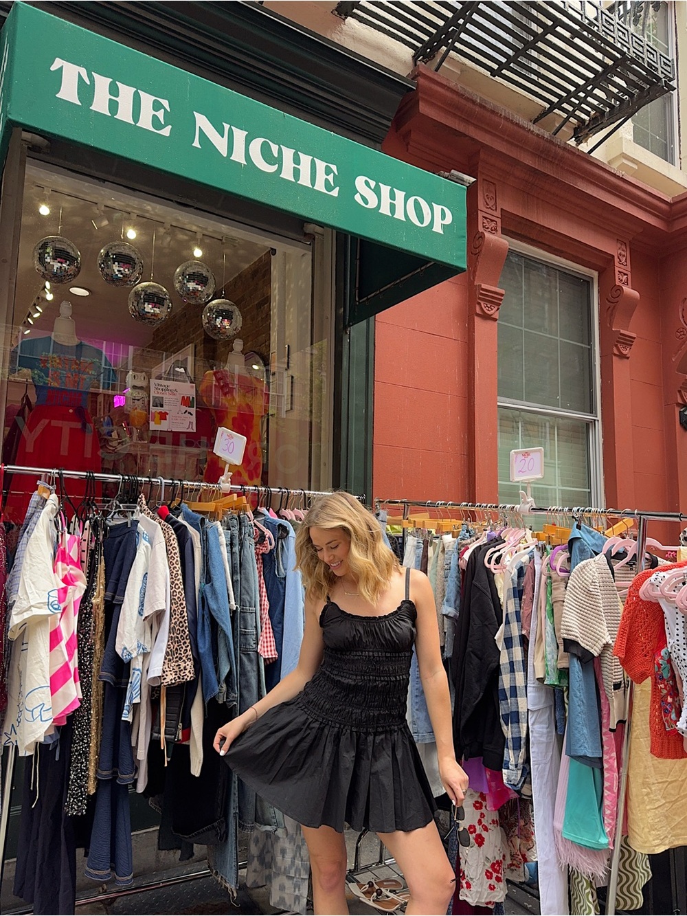 Black Smocked Mini Dress